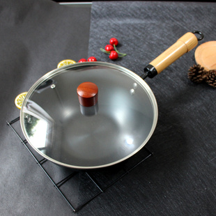 日式铸铁小炒锅无涂层健康宝宝辅食小纯铁锅26cm单人炒菜锅不生锈