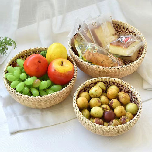 越南竹编篮竹簸箕家用竹编馒头筐水果竹篮农家竹制品收纳篮馒头筐