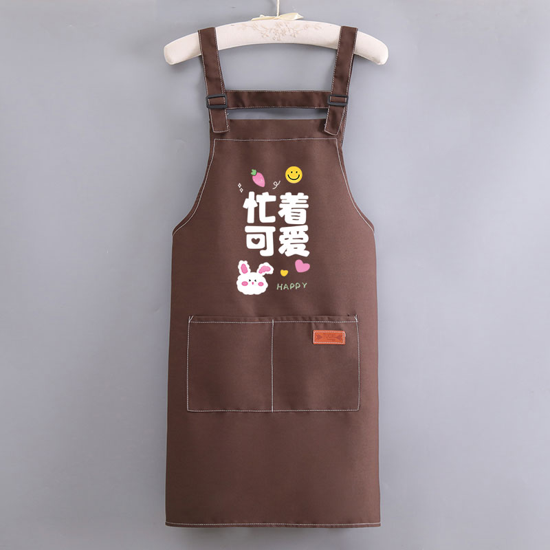 长袖帆布罩衣围裙带袖防脏防污y透气家用厨房洋气时尚餐饮网红定