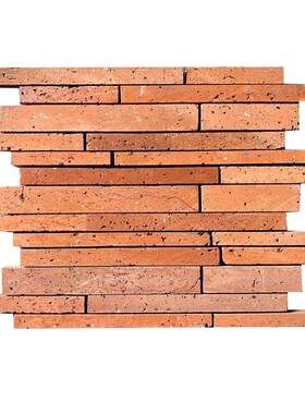 青砖马赛克红色条砖吧台背景墙艺术马赛克红砖片复古餐饮工装外墙