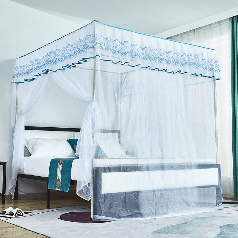 蚊帐家用2022新款高级架子稳固不锈钢I支架杆公主落地老式防尘纹
