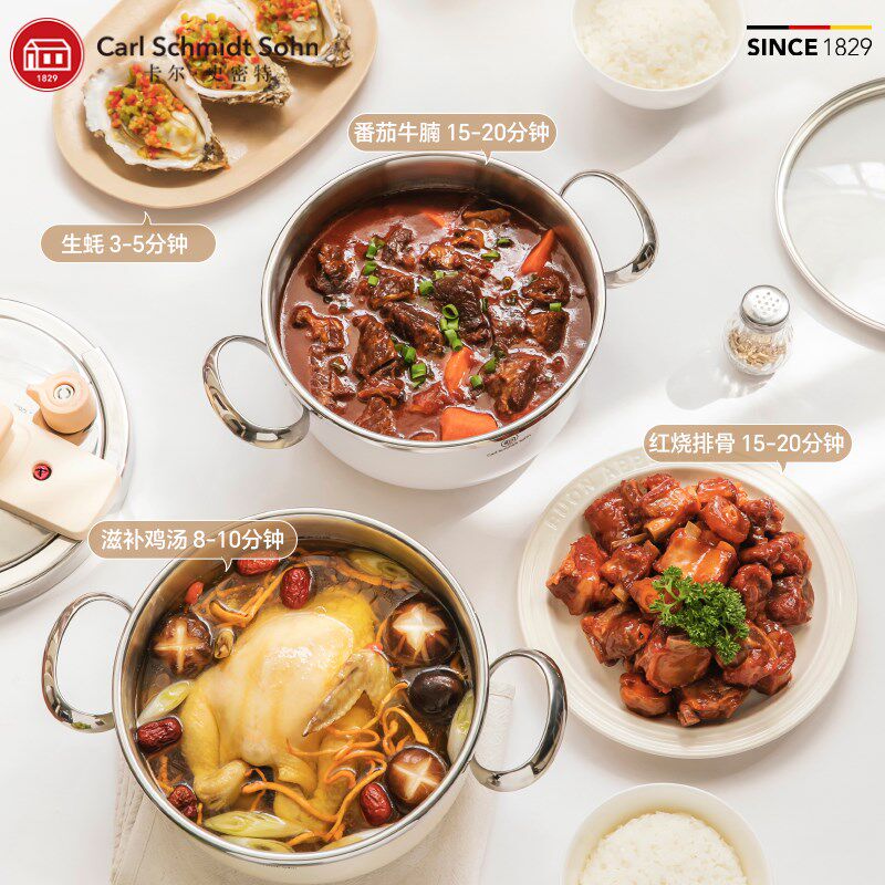 德国卡尔CS120KPA高压锅304不锈钢3L小压力锅家用防爆按键式开盖