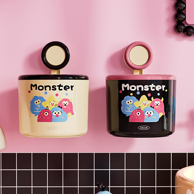 吸盘垃圾桶壁挂废弃洗脸巾悬挂式收纳桶家用卫生间小怪兽桌面纸篓