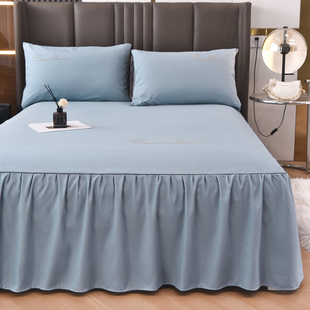纯色床裙式 单件简约床围裙保护套1.5米1.8x2.0床套防尘防滑 床罩款