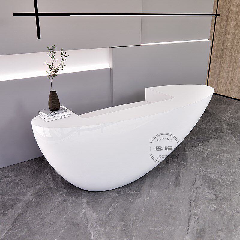 烤漆前台接待台美容院异形公司形象台店铺收银台创意个性船型吧台