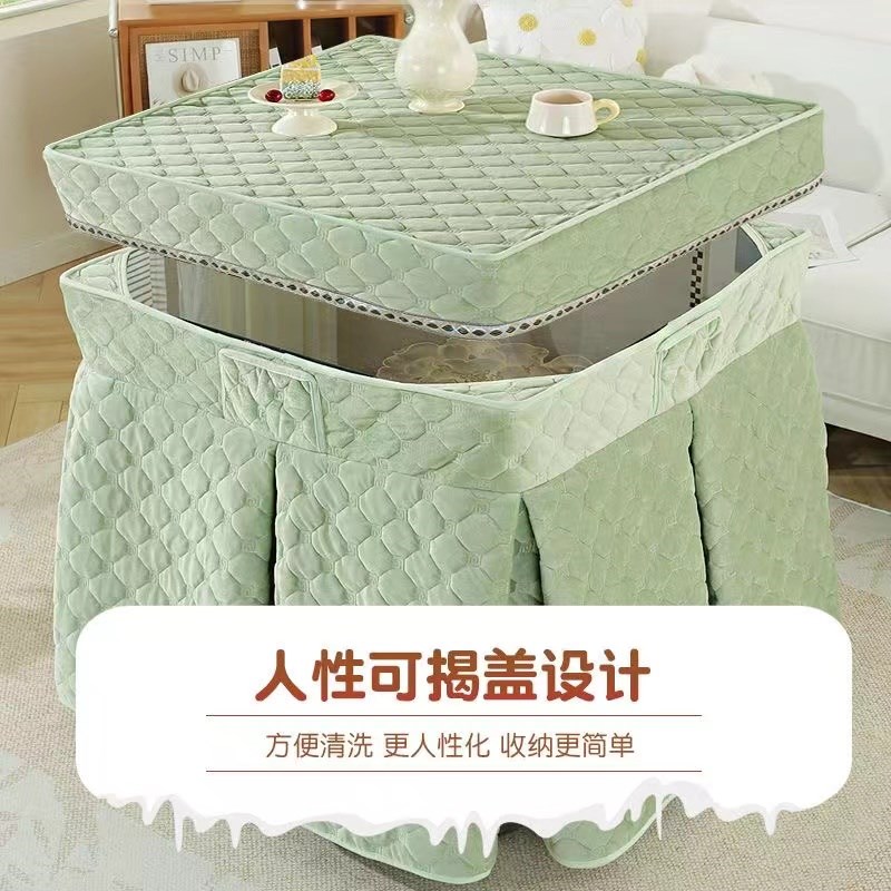 新款烤火罩双面加厚加绒暖炉桌子电炉家用冬季布T罩桌罩桌布正方