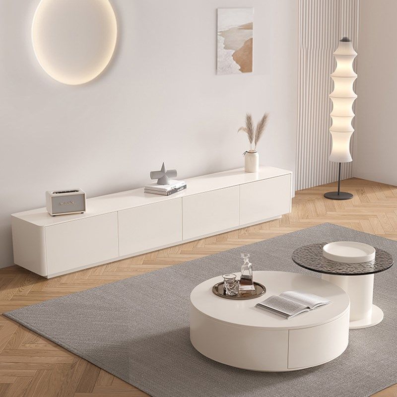 奶油风岩板电视柜现代简约客厅小户型落地柜轻奢大小圆茶几组合新,住宅家具,电视柜,淘宝优惠券,粉丝福利购,淘宝优惠卷