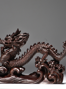 黑檀木雕龙摆件实木动物生肖龙摆设家居客厅办公室装饰红木工艺品