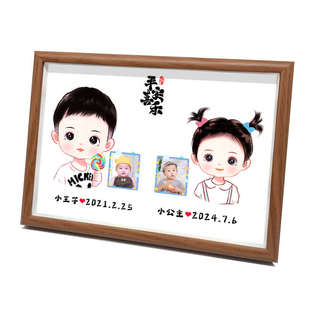 照片胎发纪念品制作婴儿宝宝胎毛自制收藏保存双胞胎胎毛画相框