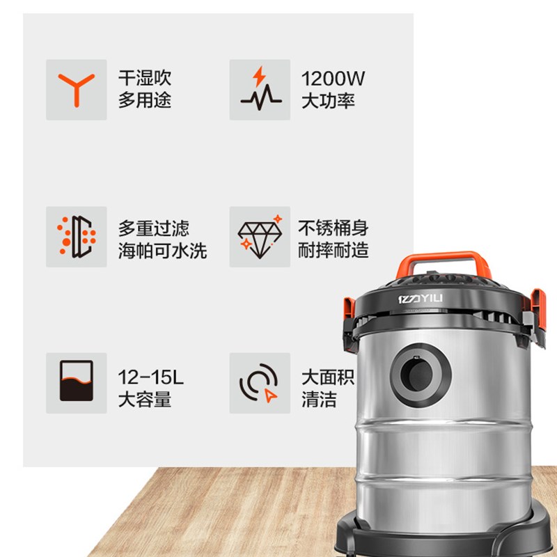 亿力吸尘器家用小型大吸力车用洗车店专用汽车美缝22新款v开荒吸