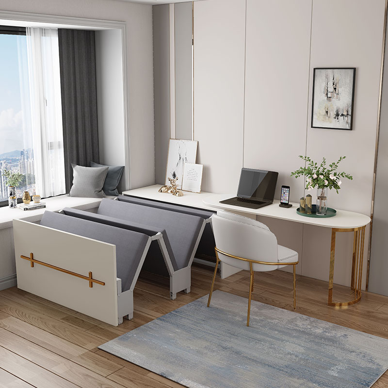 靠墙上折叠一体阳台书桌柜房单人小户G型多功能的可伸缩式隐藏形