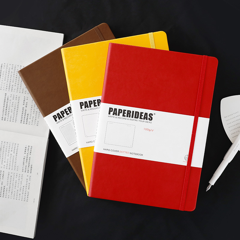 皮面绑带本B5笔记本带页码商务办公记事本简约isn风横线C方格空白