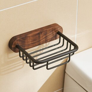 肥皂盒免打孔沥水置物架皂碟浴室洗衣池胡桃木肥皂架壁挂式香皂盒