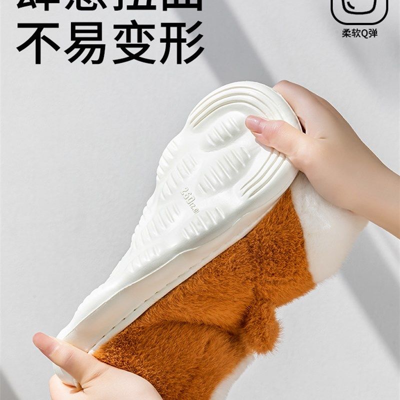 DHWA柯基包跟棉拖鞋女款冬季室内家居卡通防滑高帮保暖加绒棉鞋萌