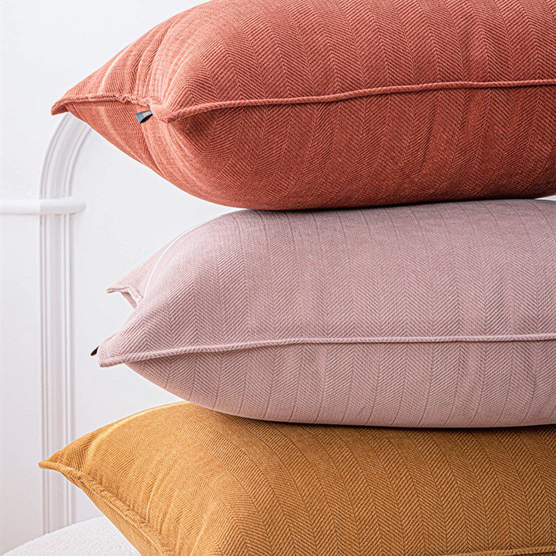 素色高级感奶油风加厚雪尼尔纯色抱枕大尺寸客厅沙发长方形靠垫套