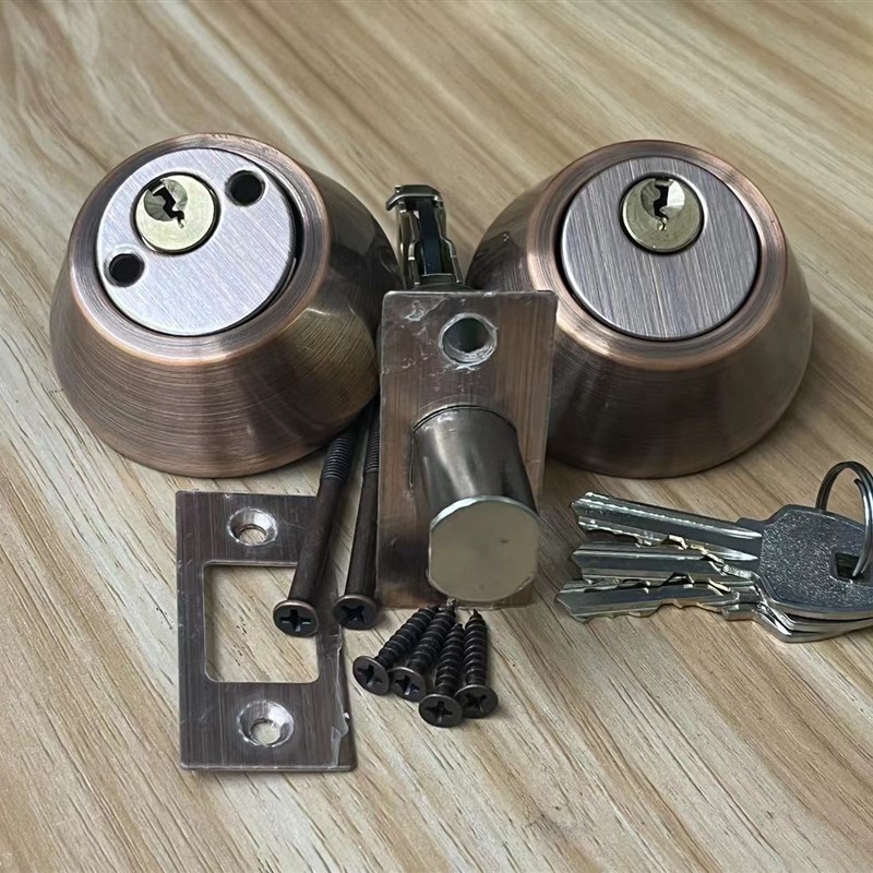 闭锁通道锁防盗门锁圆形锁具加长平头锁无K把手房门单舌锁隐形暗