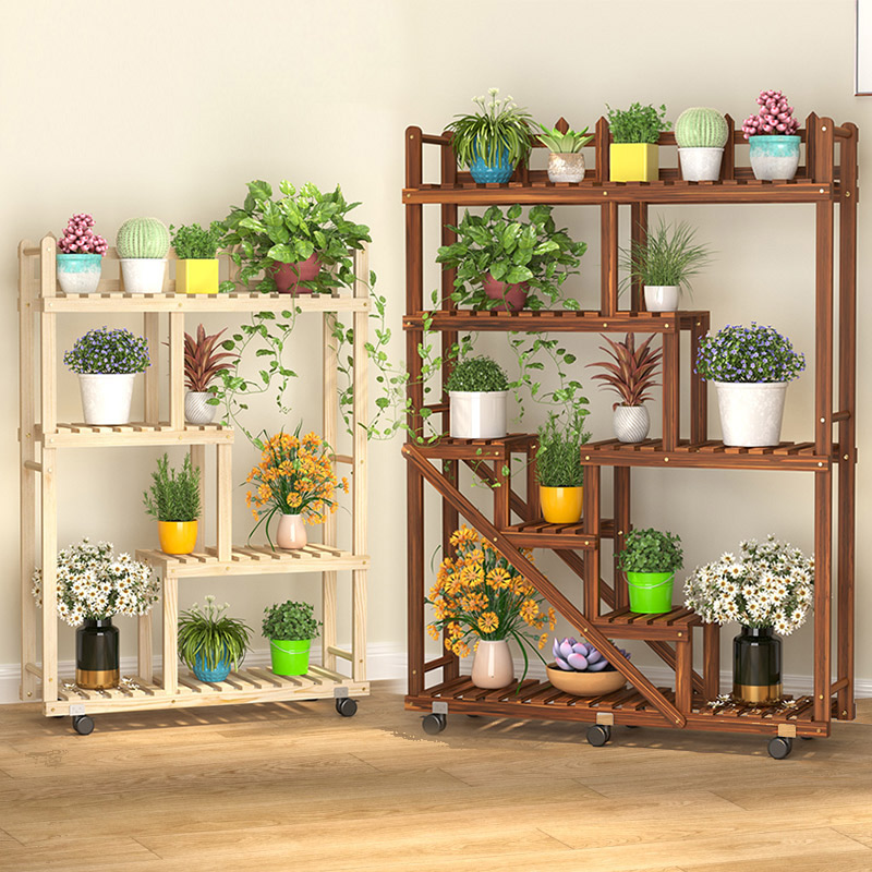 阳台装饰花盆架客厅实木落地式多肉绿萝花架子室内多层角落置物架