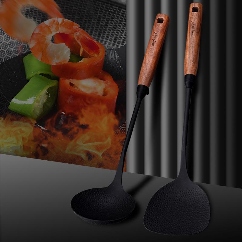 无凡极铁日式锅铲真不锈炒菜铲子木柄耐高温厨房铲勺套装极铁套装