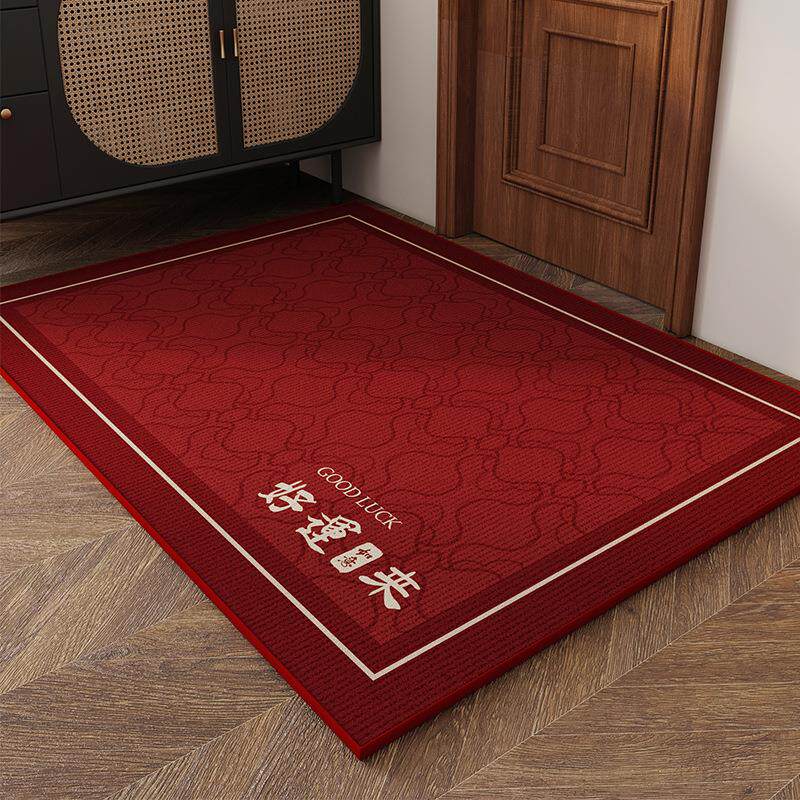 红色入户门地垫家用新年脚垫除尘防滑加厚耐用地毯进门门垫可裁剪