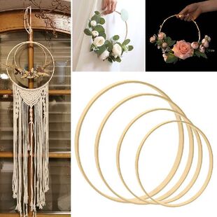 10Pcs Bamboo Ring Wooden Circle Round Catcher Home Decor