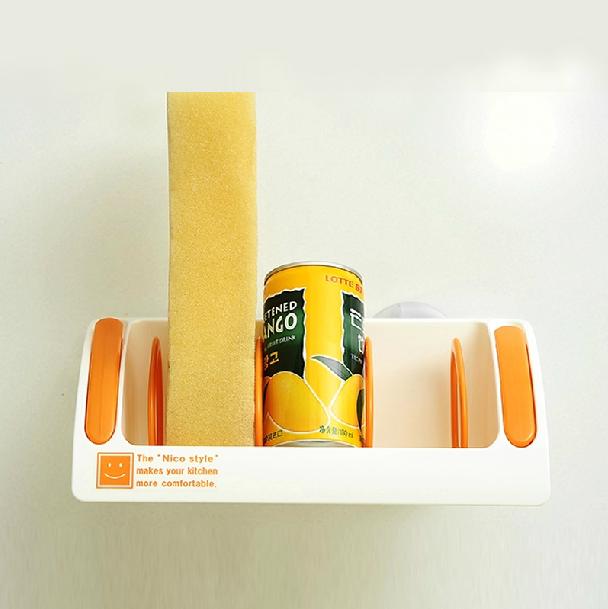 。日本进口inomata厨房置物架 吸盘海绵架 百洁布收纳架 沥水整理