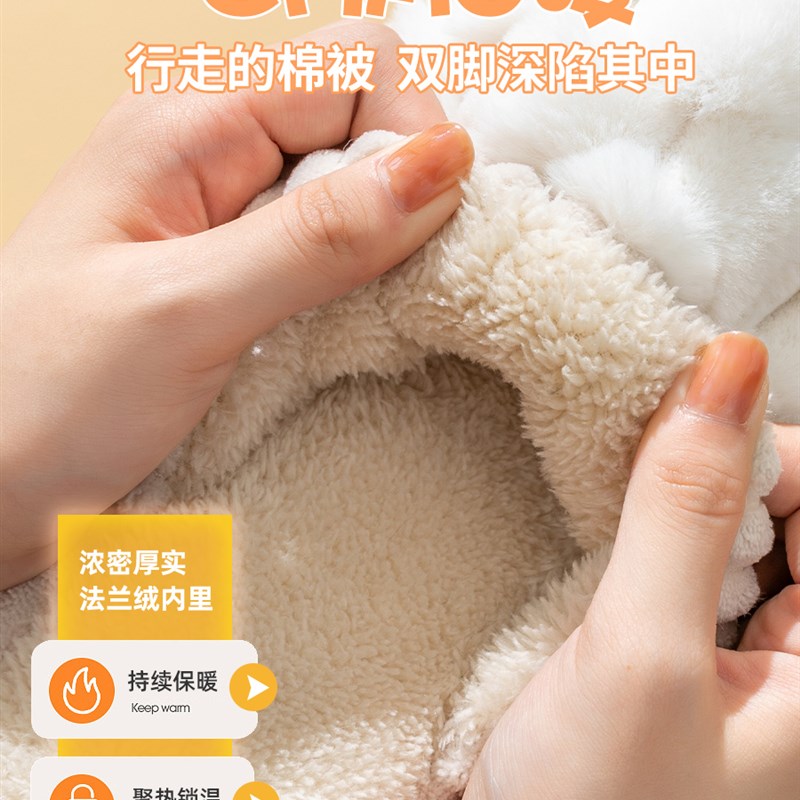 情侣拖鞋冬款室内家用防滑暖绒毛毛拖冬天居家棉拖鞋情侣家居一对