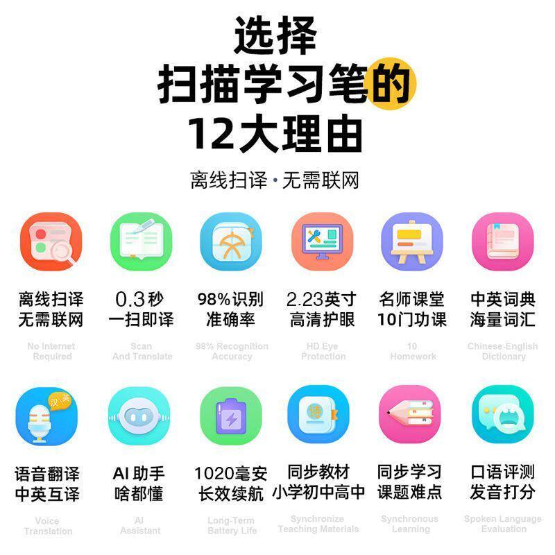 智能词典笔扫读笔英语日语翻译笔初高中生大学通用离线全科扫题笔