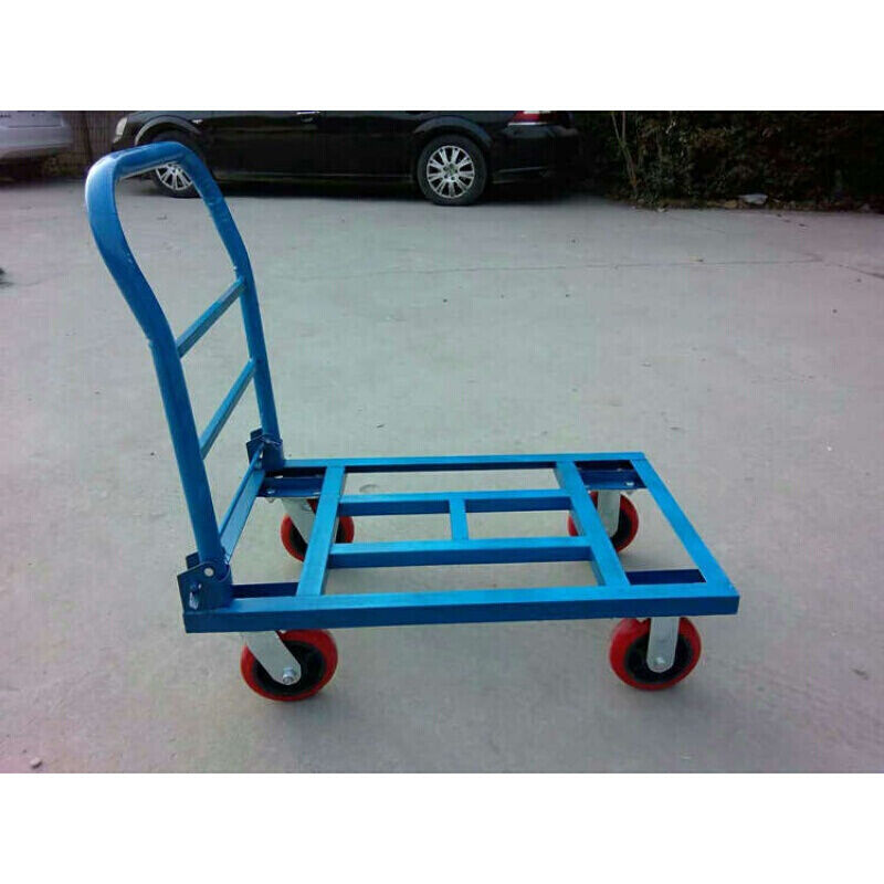 厂促平板手推车拉货车折叠角铁车四轮重型平板车搬运车推车小拉车