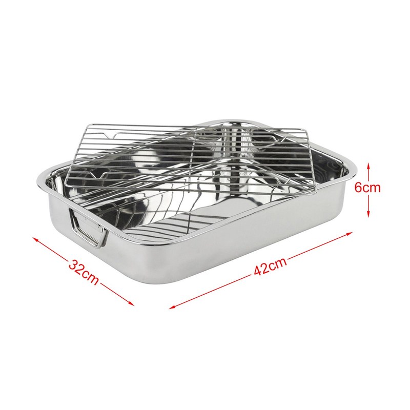 Large Stainless Steel Roasting Lasagna Pan Meat Roaster with