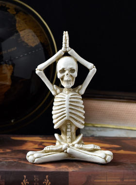 万圣节鬼节瑜伽骷髅人物装饰品摆件骷颅树脂工艺品小摆设拍摄道具