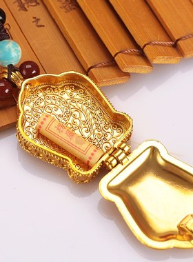 唐卡嘎乌盒可打开挂件合金心J吊坠藏式鎏金色十相自在项链男女饰