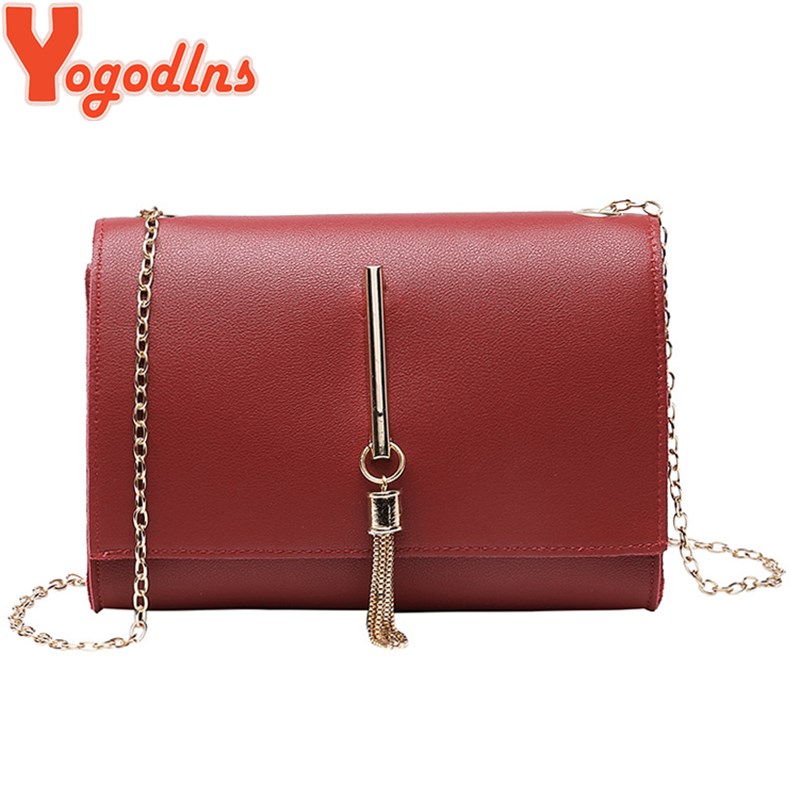 Yogodlns Metal Tassel Fashion Chain Purse For Women Shoulde