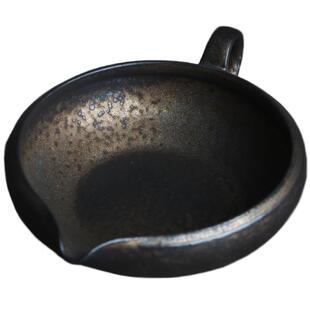 复古窑变黑金大号口手IGG持公道杯宽用途茶筅立竹抹茶碗小型多养