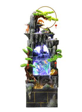 大型假山流水喷泉水落加地摆件鱼缸厅客玄关风水轮循环2025016景