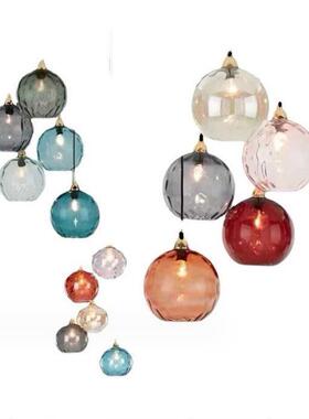 约北欧现代简彩纹色水璃圆球吊灯卧室60846床头灯创意餐厅吧台玻