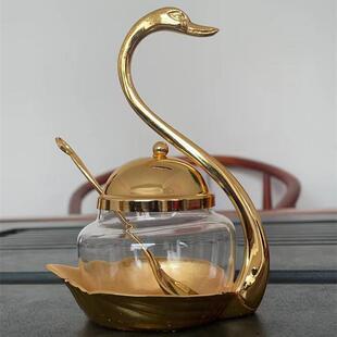 廷宫风奢华天鹅调味1ZY52302罐瓶餐料厅糖料盅盐罐调盒调料罐佐罐