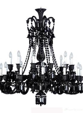 式法式水晶吊灯欧客厅大气卧室餐厅灯现代楼梯el大d黑色奢华厅灯