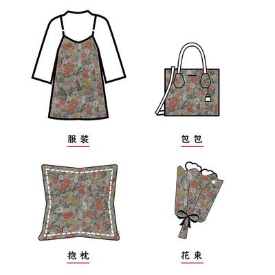 兔子蘑菇织女装提花面料雕色浮连衣小裙女装早春桔梗茶XL-H8-37系