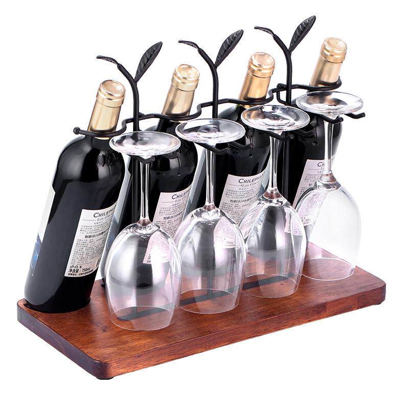 木美复1ZY72605古质红式酒架铁艺红酒酒杯架一体架高脚杯倒挂架轻