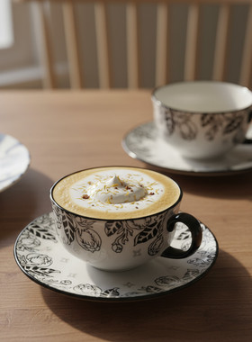 陶瓷咖啡杯下午茶茶具高档精致拿铁杯牛奶杯伴手礼盒高颜值拉花杯