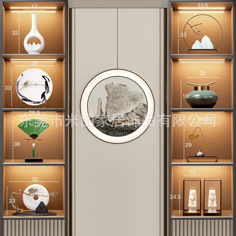 新中式家居摆设样板房间软装饰品高端茶室客厅酒柜玄关博古架摆件