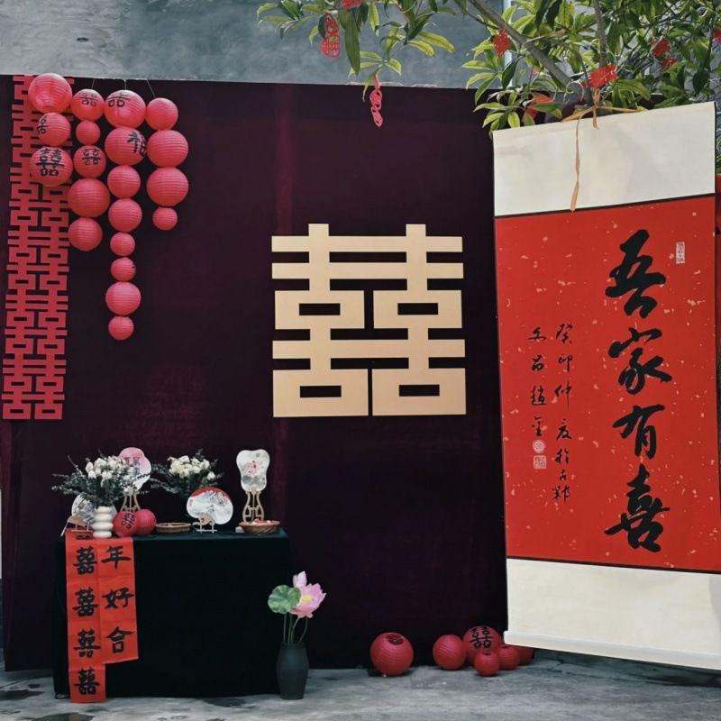 婚房装饰农村结婚囍大门金色婚礼婚庆卧室K布置喜字婚礼字大喜用