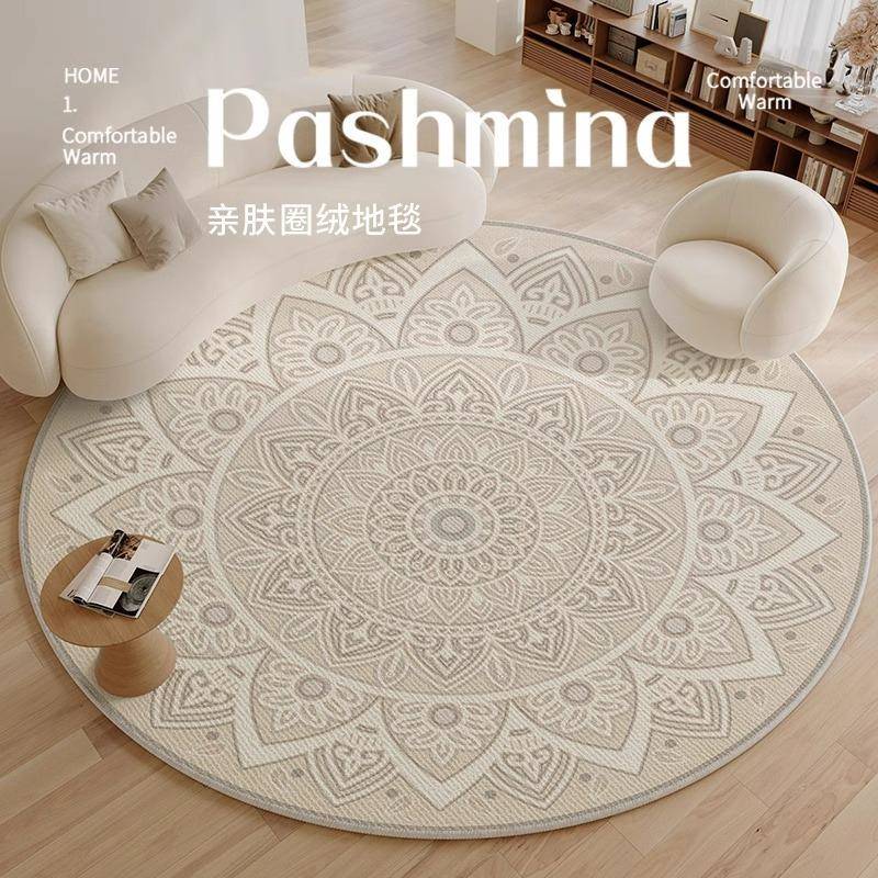 地毯客厅沙发冬季加厚免洗可擦卧室秋冬家用复古茶几新款圆形地垫