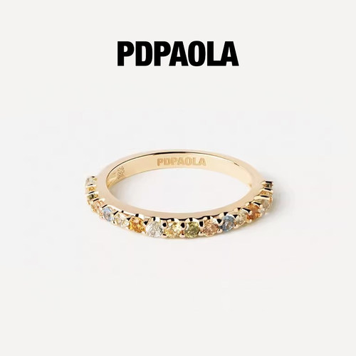 PDPAOLA密镶锆石彩虹戒指