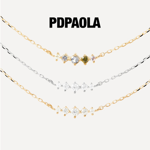 PDPAOLA多彩立方氧化锆优雅项链