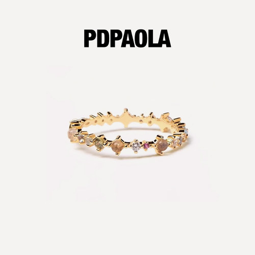 PDPAOLA七彩宝石金自律戒指