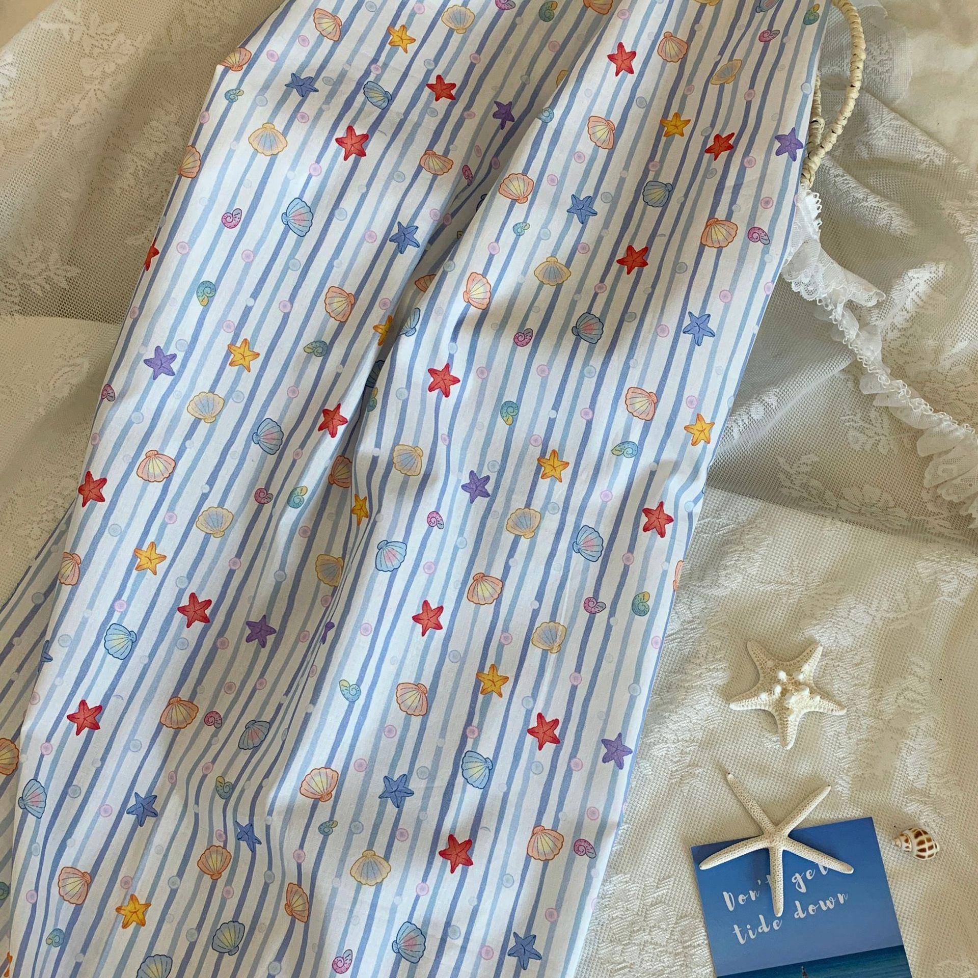 全棉数码印花布料条纹碎花海洋乐园卡通面料家居服发饰童装箱包布