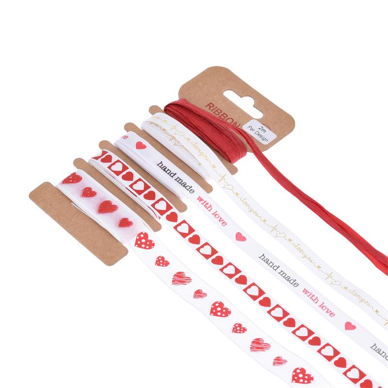 亚马逊情人节礼物礼品包装丝带 七夕节装饰红色彩带蝴蝶结材料