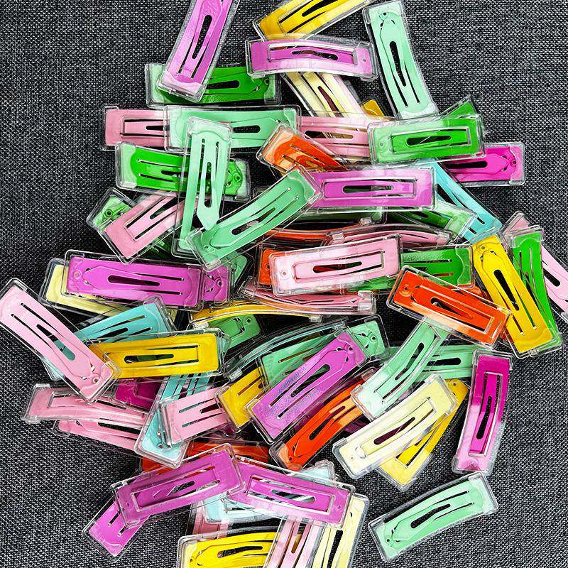 塑料壳BB夹儿童成人DIY水滴5cm糖果色透明果冻彩色塑料套发夹配饰