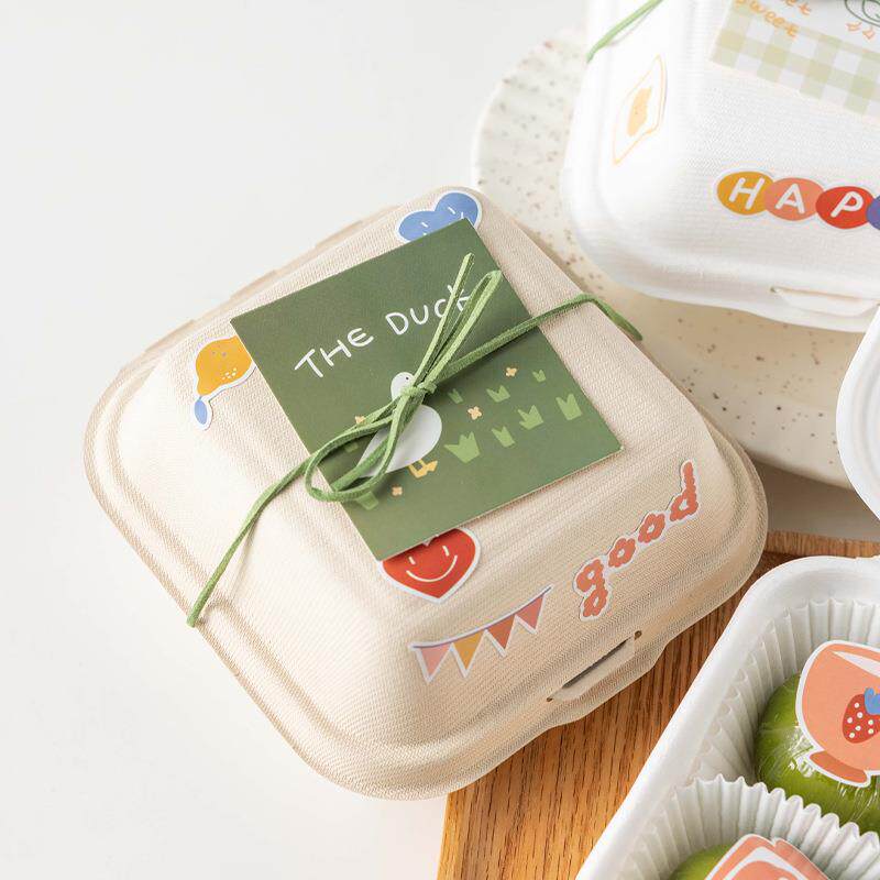 甜品包装盒青团贴纸汉堡蛋挞盒子点心烘焙食品包装盒外卖专用盒子